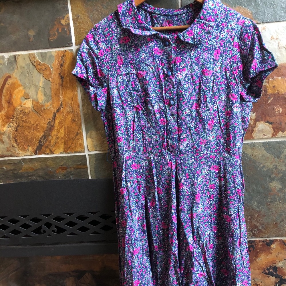 Sz M vintage Peter Pan collar maxi dress